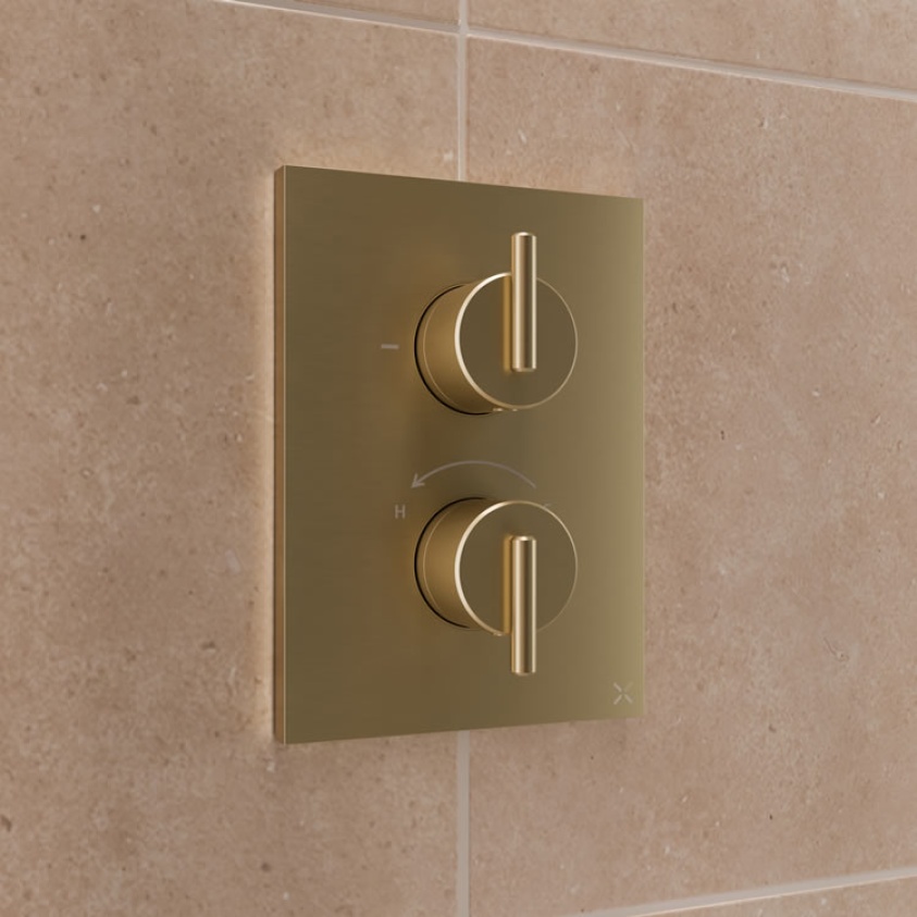 Crosswater 3ONE6 Lever 316 Brushed Brass Crossbox 2 Outlet Multi Flow Shower Valve